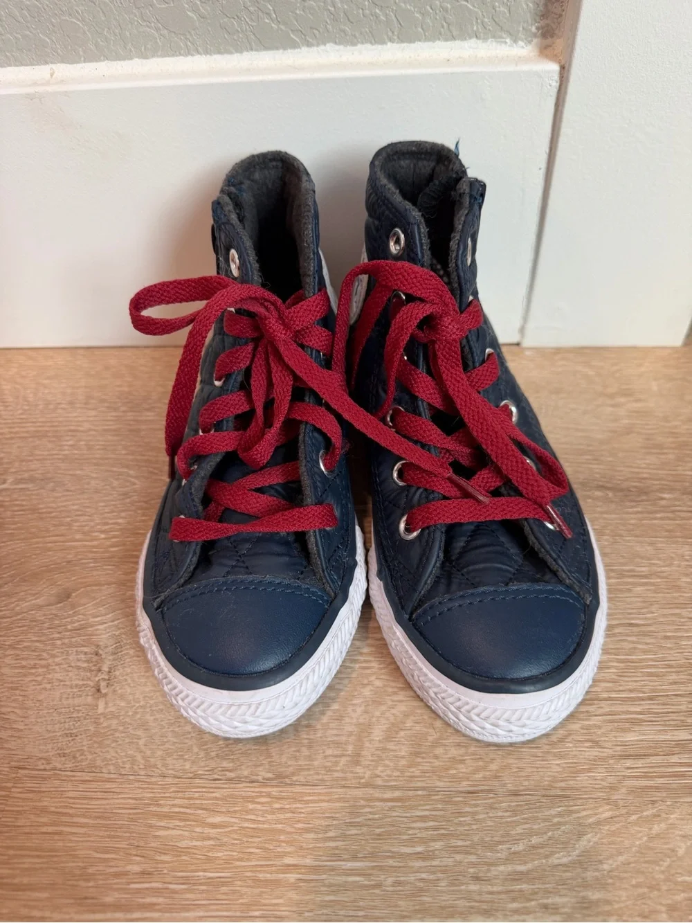 Converse Kids Navy Quilted High-Top Sneakers with Red Laces